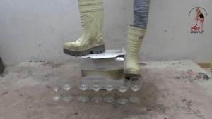 Wine And Champagne Glasses Under Strong Wellies Head View